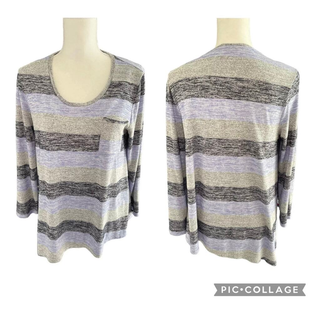 Market & Spruce Vreelan Pocket Stripe Long Sleeve Top Asymmetrical Size Medium